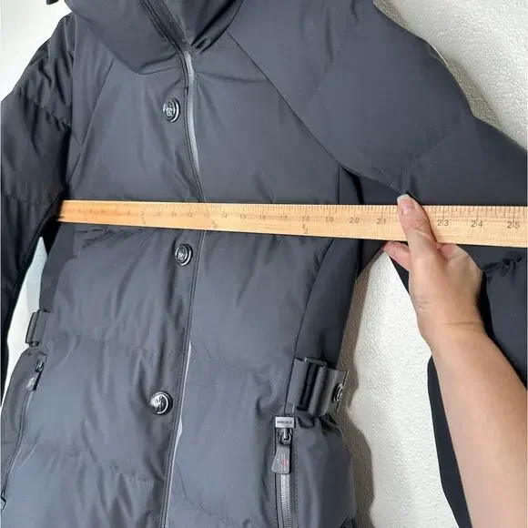Moncler Guyane Black Down Belted Puffer Zip Jacket 5 / XL